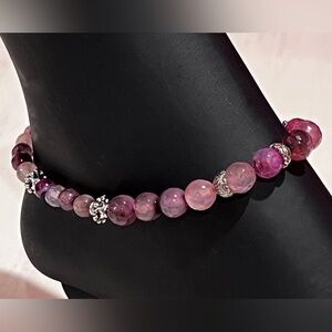 Berry Agate Handmade Beaded Ankle Bracelet